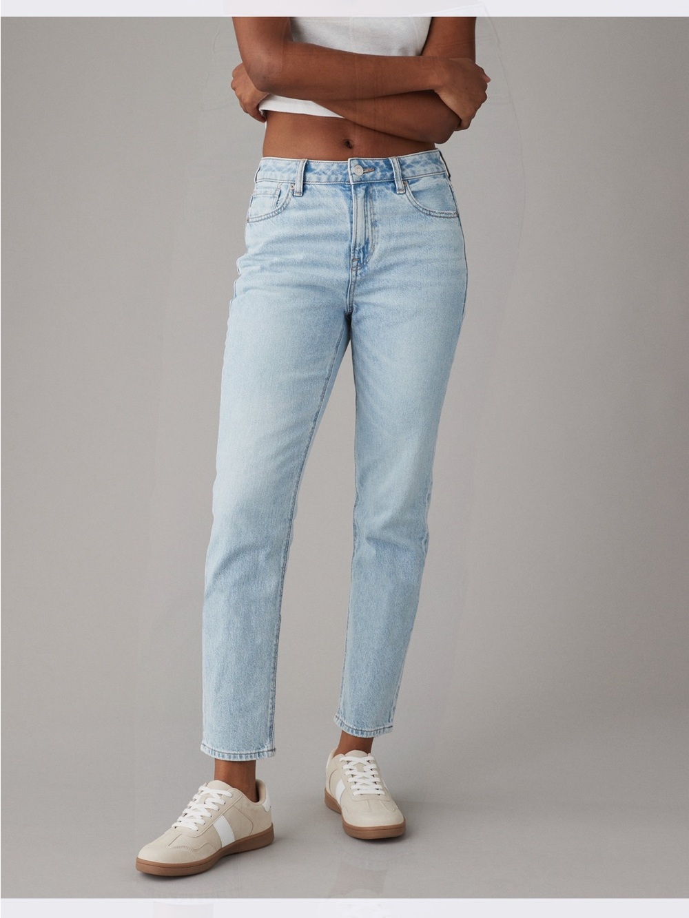 American Eagle Outfitters Pale Blue High-Rise Cropped Jeans